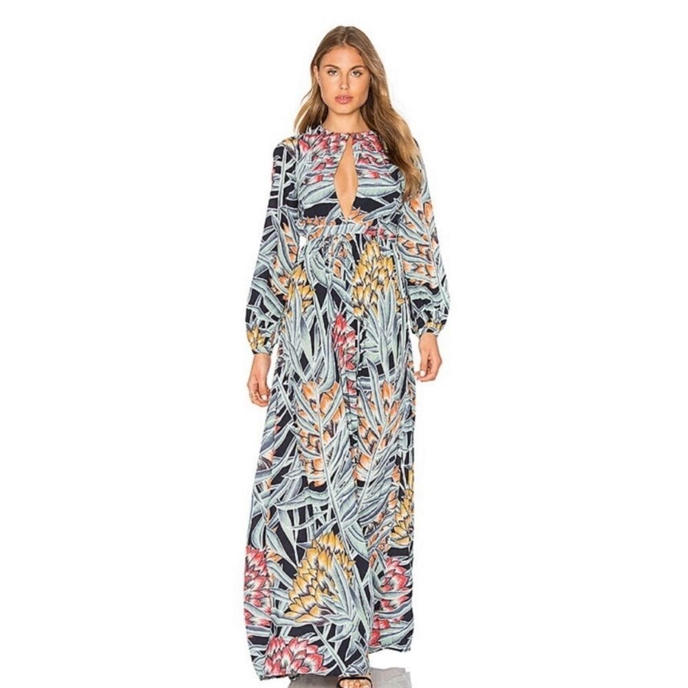 Mara Hoffman Herbarium Tropical Keyhole Maxi Dress in Charcoal Size 8